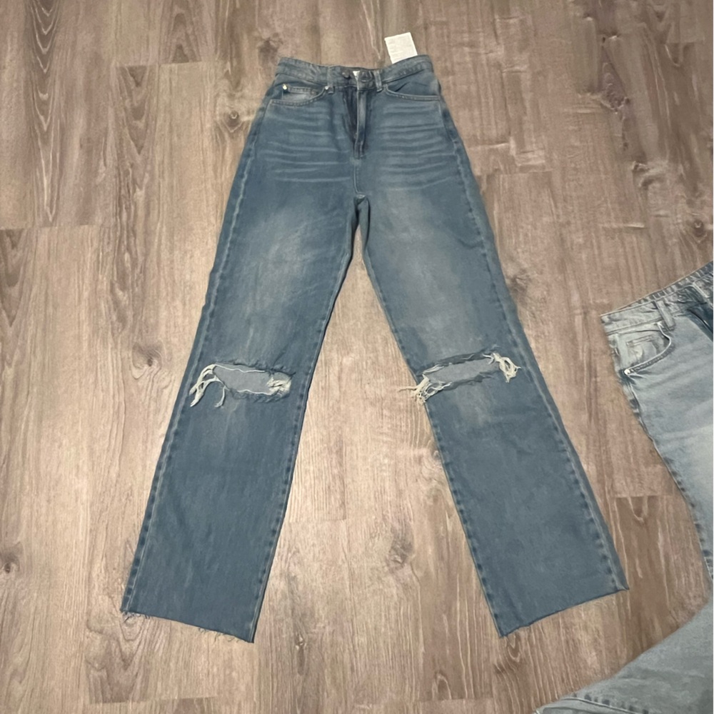 Stradivarius high waisted ripped straight leg Jeans